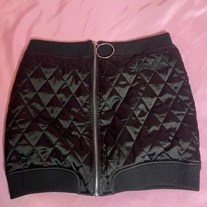Barbie x MissGuided Quilted Black Satin Skirt